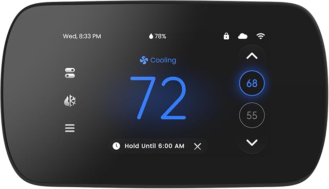 Smart Thermostats for Home, WiFi Thermostats 4.3 Inches Touch Screen Compatible with Alexa and Google Assistant, 7day x 8period Programmable Control Programmable, C-Wire Required