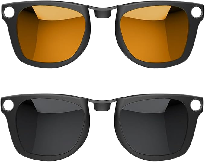 2PCS Polarized Clip for Ray-Ban Meta Wayfarer & Gen 2 (RW4006/RW4012, M Size,50-22), Discoloration Clip for Meta Wayfarer Gen 2 UV Protection, Smart Glasses Color Changing Clip Set (Black Gray+Orange)