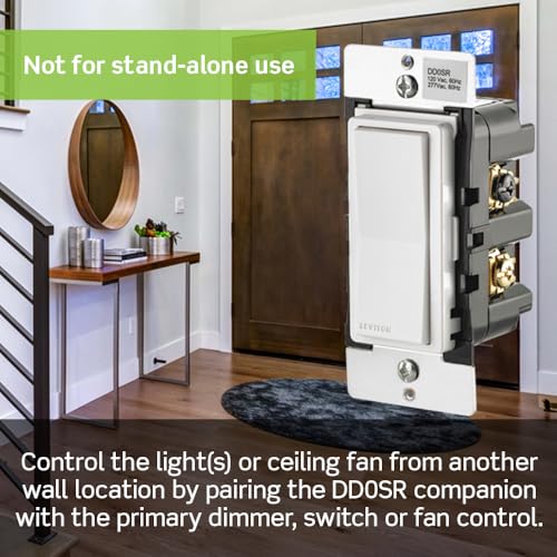 Leviton Decora Smart Switch Companion for Multi-Location Switching (Not for stand-alone use), 120VAC, 60Hz DD0SR-1RM, White, Light Almond