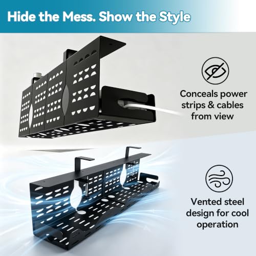 Under Desk Cable Management Tray, Expandable Metal Organizer