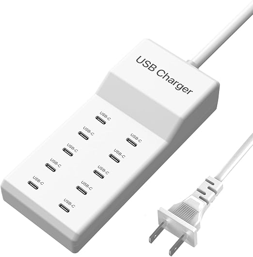 USB C Charger, 10 Ports USB Charging Station, 50W Multi-Port USB C Charger