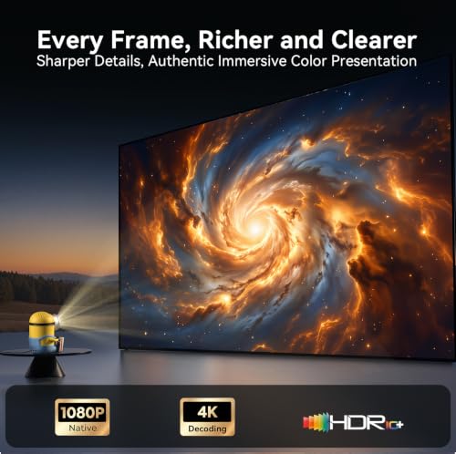 [Office Google TV] Projector with 500 ISO Lumens, 1080P Native, 4K Decoding, Auto Focus, Auto Keystone, HDR10, Dolby Audio, WiFi & Bluetooth, Portable Projector for Home, Outdoor Movies & Gaming