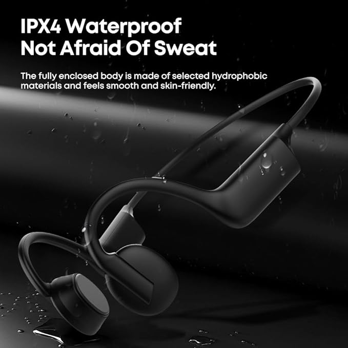 Bone Conduction Headphones, Wireless Bluetooth Open- Ear, Sport Headphones, Quick Charging, Long battery Life, Upgrade Sweat Proof, Earphone for Running, Cycling, Walking, Workout, Gift. Includes Case