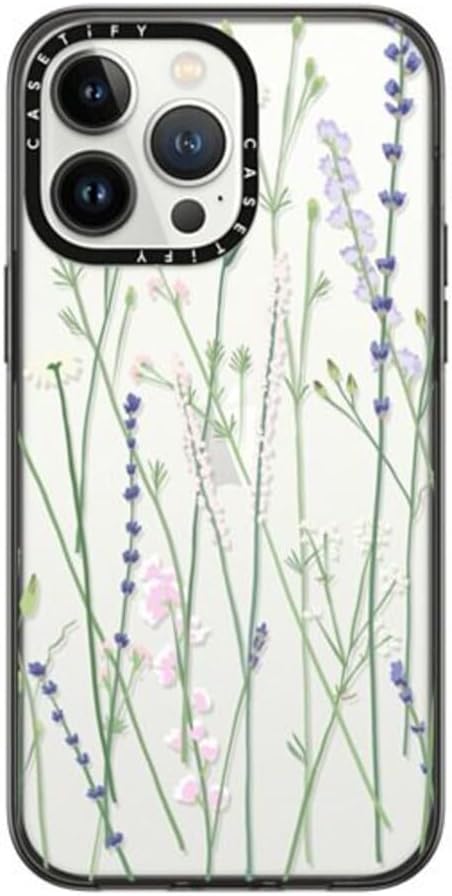 CASETiFY Compact iPhone 14 Pro Max Case [4 ft. 2X Military Grade Drop Protection/Slim/Lightweight] - Gigi Garden Florals - Clear Black