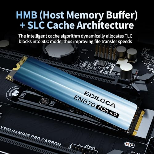 Ediloca 2TB SSD NVMe M.2 2280 PCIe Gen4 x4 Internal Solid State Drive, 2TB NVME SSD Read Speed up to 7400MB/s, Dynamic SLC Cache, Compatible with PS5, Gaming PC, and Laptop(EN870)