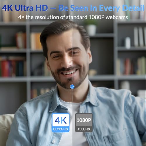 4K Webcam for PC - Ultra 4K HD , PDAF & CDAF Autofocus, 79°FOV, Dual Mics