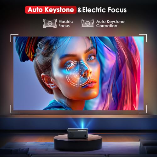 Projector with WiFi and Bluetooth, 4K Outdoor Movie Projector for Home