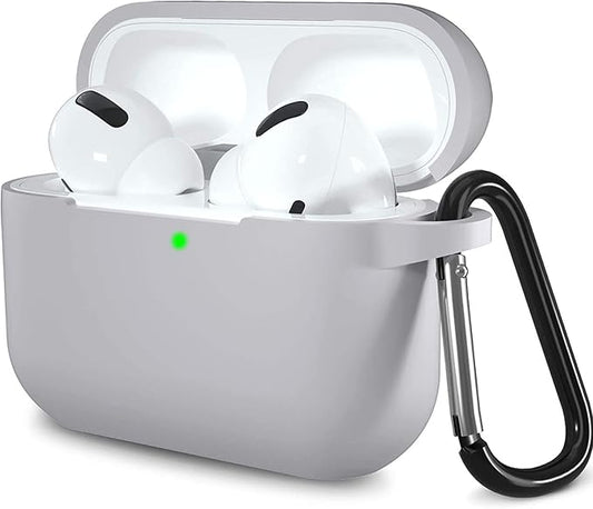 Lerobo Compatible with AirPods Pro 2 Case Cover,Full Protective Shockproof Silicone Protective Case for Airpods Pro Supports Wireless Charging with Carabiner Front LED Visible,Gray
