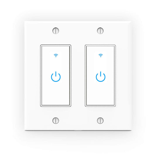 WiFi Switch Smart Switch 2 Gang Compatible with Alexa Google Assistant,Remote Control, Timer & Schedule UL Certified, No Hub Required
