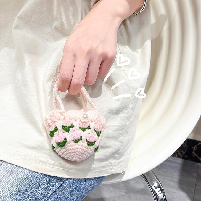 SGVAHY Furry Case for AirPods Pro 2nd/1st Generation Funny Cute 3D Cartoon Plush Design Flower Basket Soft Warm Fluffy Cover for Airpods 2 Keychain Anti-Fall Protective Women Girls