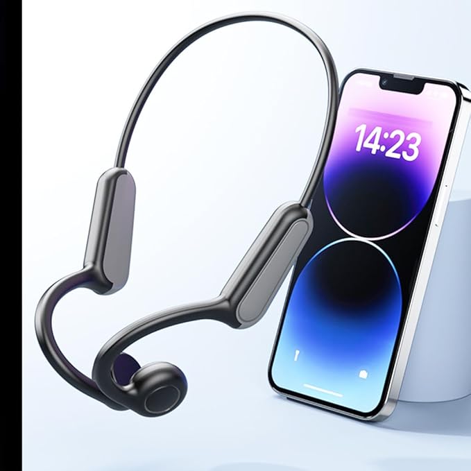 AYI True Bone Conduction Bluetooth Headphones Open Ear Headset Painless Wear Stereo Earphone 11H Playtime Lightweight Stable & Comfortable Sports Headphone for Driving Bicycling Running Skiing-Black