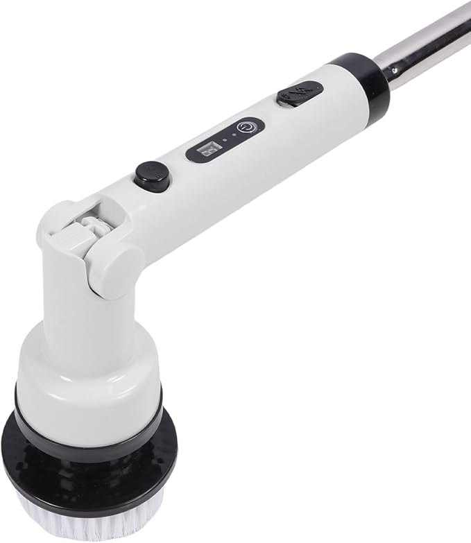 Brrnoo Electric Cleaning Brush, Cordless Scrubber with 3 Power Levels and Replaceable Brush Heads, for Bathroom Kitchen Car Deep Cleaning (White)