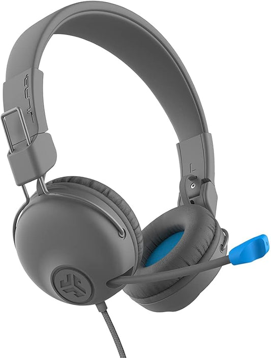 JLab JBuddies Learn On-Ear Kids Headphones, Retractable Boom Mic, Built-in Volume Regulators for Safety, Folding, Adjustable, Great for Schooling Homework and Virtual Classes