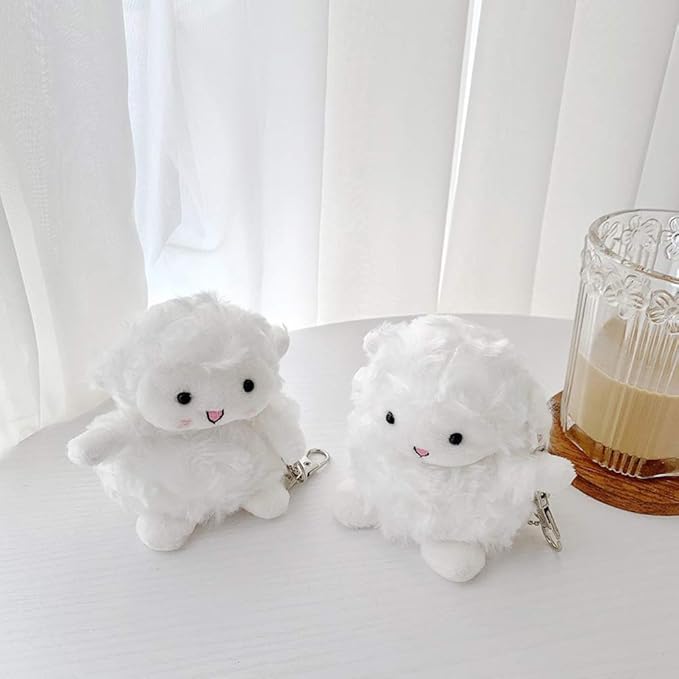 Yatchen Plush Case Compatible with AirPods Pro, Creative Cute 3D Cartoon Fur Sheep Design Funny for AirPods Cover Case with Keychain Protective Case for AirPods Pro Sheep