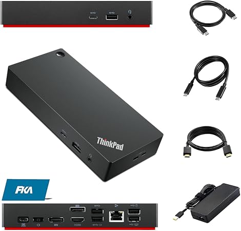 40AY0090US Docking Station Dual Monitor 4K Display Universal USB C Gen 2 Dock with 90W Adapter Includes 4K HDMI Cable DisplayPort Cable and USB C Cable (Renewed)