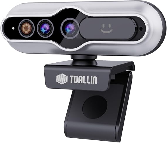 TOALLIN 2K QHD Webcam with Windows Hello, Facial Recognition Web Camera