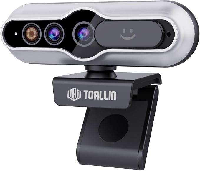 TOALLIN 2K QHD Webcam with Windows Hello, Facial Recognition Web Camera