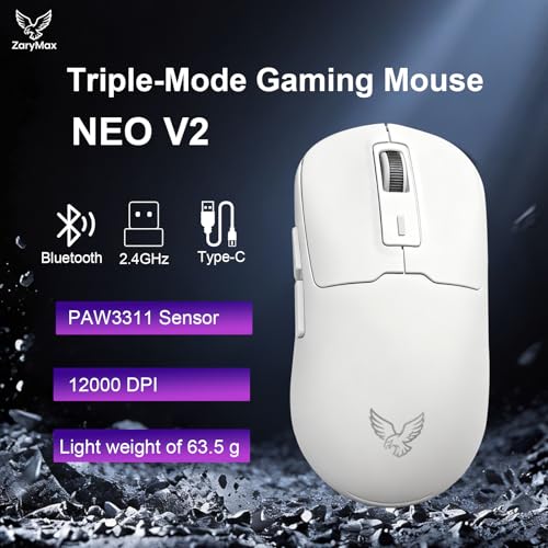 NEO V2 Bluetooth Gaming Mouse, Tri-Mode, 55g, 12000DPI RGB, White - Image 3