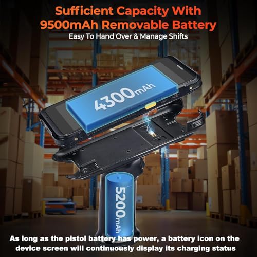 MUNBYN IPDA101P Upgraded Android 13 Barcode Scanner with Handle Grip, Wi-Fi 6 Handheld Mobile Computer PDA 5.5" Screen, Work with Zebra SE4710 Scanner Engine, GPS 1D/2D Inventory Scanner