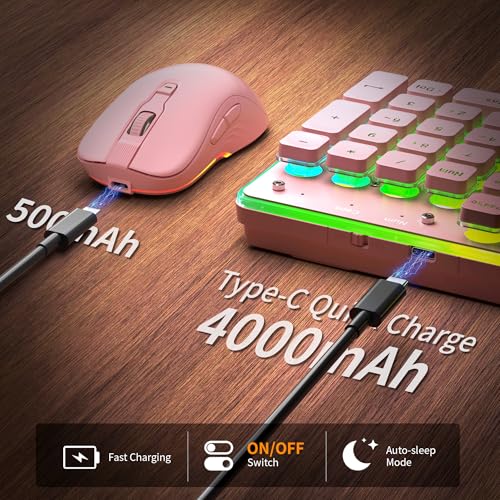 MAGEGEE Wireless Keyboard and Mouse Combo, 2.4G Full Size RGB Keyboard with 104 Keys, Rechargeable Wireless Mouse with 3 DPI, Ergonomic Computer Keyboard and Mouse Set for Windows Mac Laptop PC - Image 4