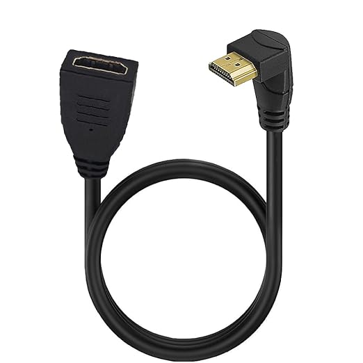 2ft 18Gbps 4K@60Hz HDMI Extension Cable, Down Angle HDMI 2.0 Male to Female Extender Adapter HD High Speed Shield Cord for Xbox HDTV PS4 PS5 Switch
