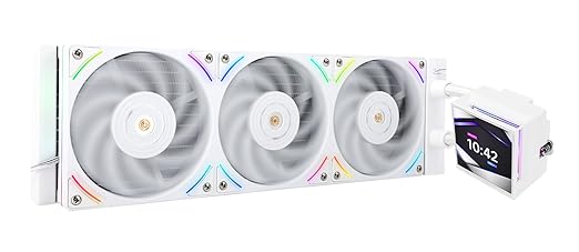 Hyper Vision 360 UB ARGB White 360mm AIO CPU Liquid Cooler with 3.95" IPS LCD Screen, TL-UB36 ARGB Fans, 27 dBA Quiet Cooling for Intel LGA1851/1700 & AMD AM5/AM4