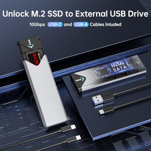SSK M.2 to USB NVMe SATA SSD Enclosure USB 3.2 Gen2 10Gbps Adapter Reader