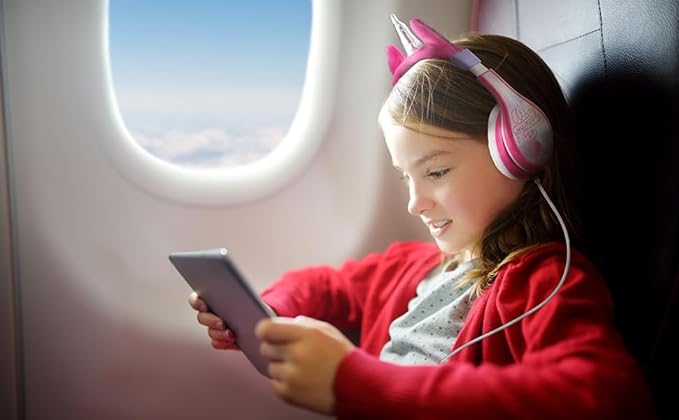 Unicorn Kids Headphones, Adjustable Headband, Stereo Sound, 3.5Mm Jack, Wired Headphones for Kids, Tangle-Free, Volume Control, Foldable, Childrens Earphones for School, Home, Travel
