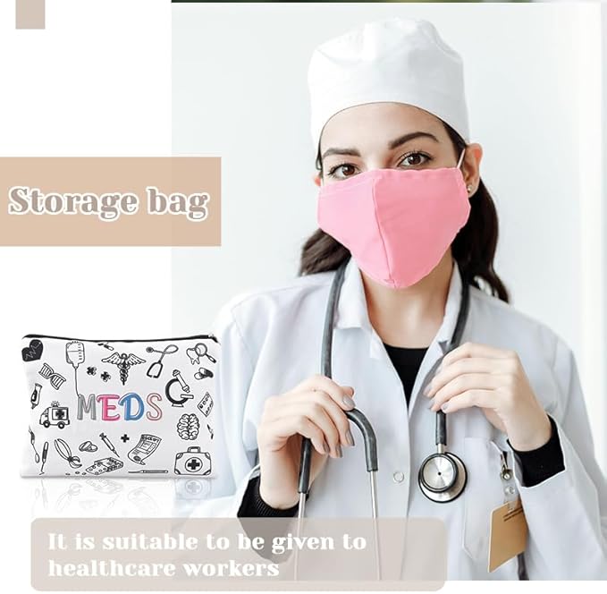 Meds Medicine Bag for Purse Bag Nurse Doctor Birthday Christmas Gifts for Women Men Friend Medicine Travel Makeup Bags Pouch for Purse Medical Medication Organizer Bag Pouch