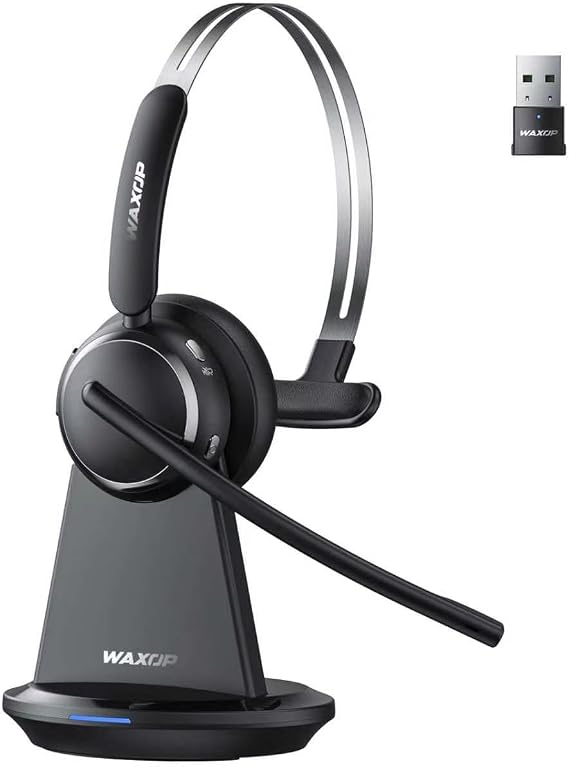 Wireless Headset with Mic for Work, Noise Cancelling Bluetooth 6.0 Headset