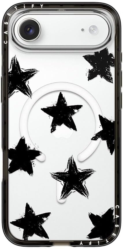 CASETiFY Compact iPhone Air Case [Slim and Sleek/Compatible with Magsafe / 4 ft. 2X Military Grade Drop Protection] - Star Marks - Clear Black