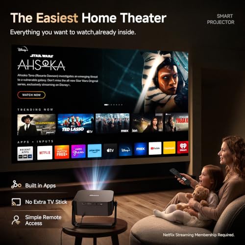 iSinbox Smart Outdoor Projector,Built-in Apps,180° Gimbal,Dolby Audio