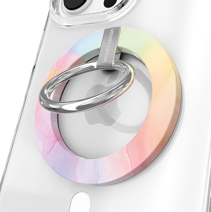 VELVET CAVIAR Compatible with MagSafe Phone Grip - Magnetic Ring Holder with Adjustable Stand - Removable MagSafe Accessories for iPhone 16, 15, 14, 13, 12 (Pastel Tie Dye)