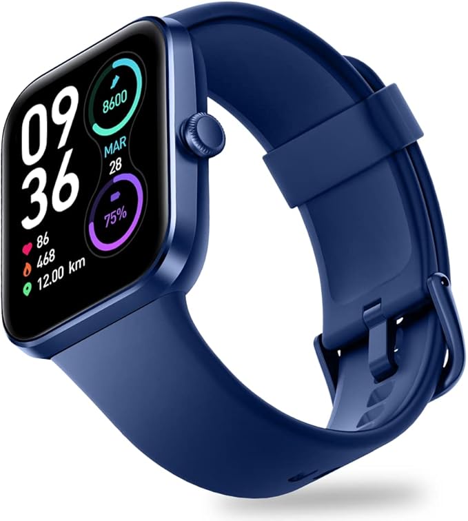 OCTANDRA Go VeryFit 1.69" Smart Watch - Heart Rate Blood Oxygen Saturation Sleep Monitor - Step Counter Pedometer - 5ATM Exercise Activity Fitness Tracker Watches for Men Women (ID207) (Blue)
