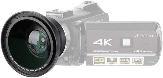 37mm 0.39X Professional HD Wide Angle Lens with Macro Lens and 37mm Phone Clip for Camcorder DSLR Camera
