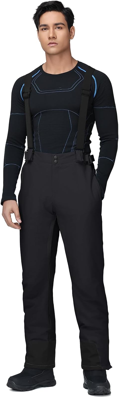 RIUIYELE Men's Ski Pants Insulated Snow Bibs Warm Winter Snowboard Bibs Overalls Waterproof Winterproof with Suspenders