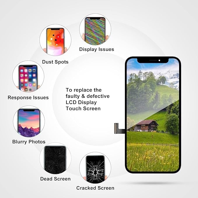 LL TRADER Screen Replacement for iPhone 12 Mini LCD Retina 5.4'' FHD Display COF Touch Screen Digitiser with Repair Tool Kits, Waterproof Tape, Screen Protector 2025 New for USA