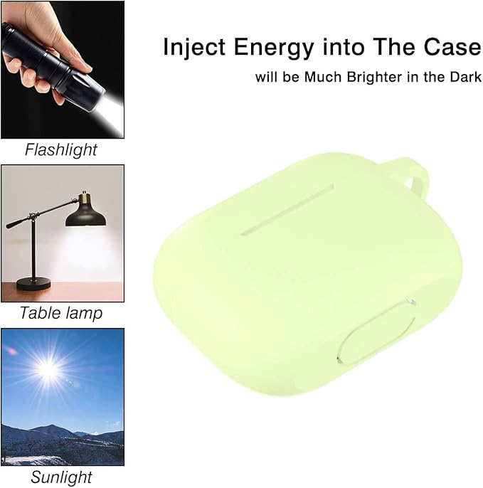 Lerobo Silicone Case Cover for AirPods Pro 2, Pretty Nightglow Shockproof Protective Case for Airpods Pro Charging Case with Keychain,Front LED Visibl,Nightglow Green