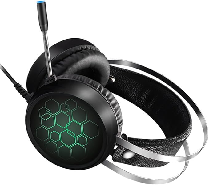 NUOBESTY Gaming Headset with Mic Wired RGB LED Over-Ear Stereo Headphones for PC Computer Gaming and Esports with Noise-isolating Microphone USB 7.1 Surround Sound
