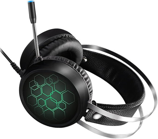 NUOBESTY Gaming Headset with Mic Wired RGB LED Over-Ear Stereo Headphones for PC Computer Gaming and Esports with Noise-isolating Microphone USB 7.1 Surround Sound