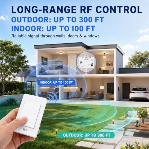 Self-Powered Wireless Light Switch & Receiver Kit, 1 Switch, 2 Receivers