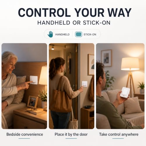 Self-Powered Wireless Light Switch & Receiver Kit, 1 Switch, 2 Receivers