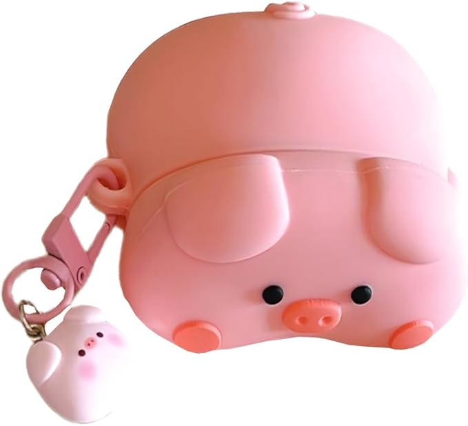 Case Compatible with Airpods 3, 3D Cute Kawaii Pig Design Earbuds Cover, Pink Lying Piggy Portable Accessories Soft Silicone Wireless Earphone Shockproof Protector with Pendant for Gifts