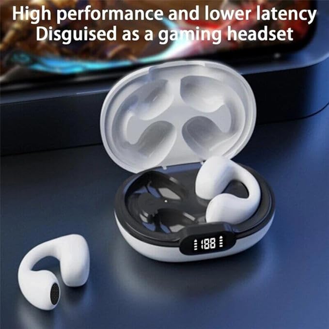 Wireless Earbuds,Wireless Ear Clip Bone Conduction Headphones,Open Sport Bone Earbuds,Bluetooth 5.3 Bone Conduction Head,Running Workout Painless Wearing Earring Earphone,for iOS Android Samsung