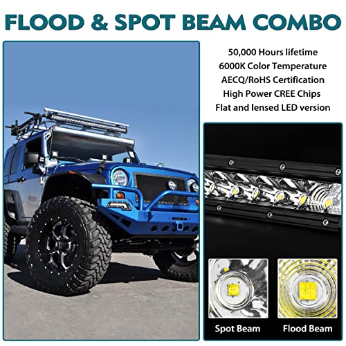 32 Inch LED Light Bar Single Row Flood & SpotBeam Combo 30000LM Off Road LED Light Bar Driving Light for Pickup SUV ATV UTV Truck Roof Bumper