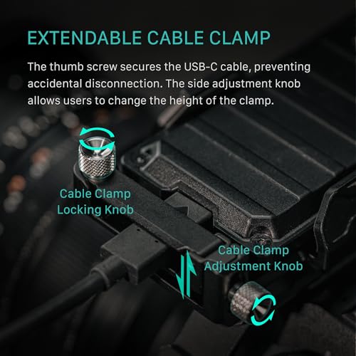 Tilta Universal SSD Drive Holder V2 - Black | Compatible with Most Camera Cages via 1/4"-20 Threads | Extendable Cable Clamp | Rubber Protection | Lightweight, Durable, & Portable