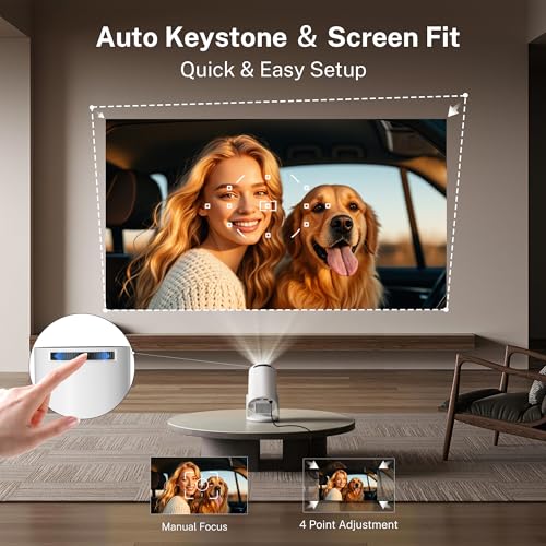 [2026 Upgraded] Mini Projector 4K Supported, Built-in App, Android TV OS X1