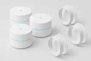 Google WiFi - AC1200 - Mesh WiFi Router System Bundle (3-Pack) + 3 Wall Mounts for Google - 4500 Sq Ft Coverage - Retail Packaging - Easy Setup, Seamless Signal for Smart Home Devices - Snow - Image 1