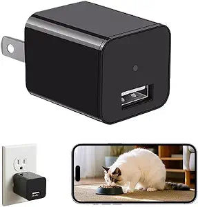 ULar Plug-in Indoor Camera, 4K UHD WiFi Small Cam, 16GB SD Card Included Wall Outlet Powered, Remote APP View & Motion Detection for Pets -No Audio