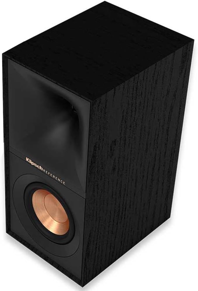 Klipsch Reference Next-Generation R-40M Horn-Loaded Bookshelf Speakers with 4” Spun-Copper Woofers for Best-in-Class Home Theater Sound in Black